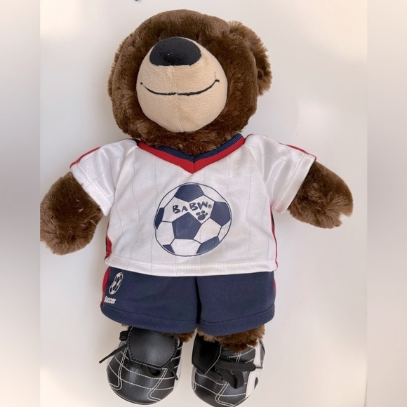 Build-A-Bear Brown Stuffed Animal Wearing Complete Soccer Outfit - Picture 1 of 14